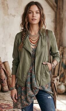 American Eagle Olive Asymmetrical Zip Moto Jacket Large